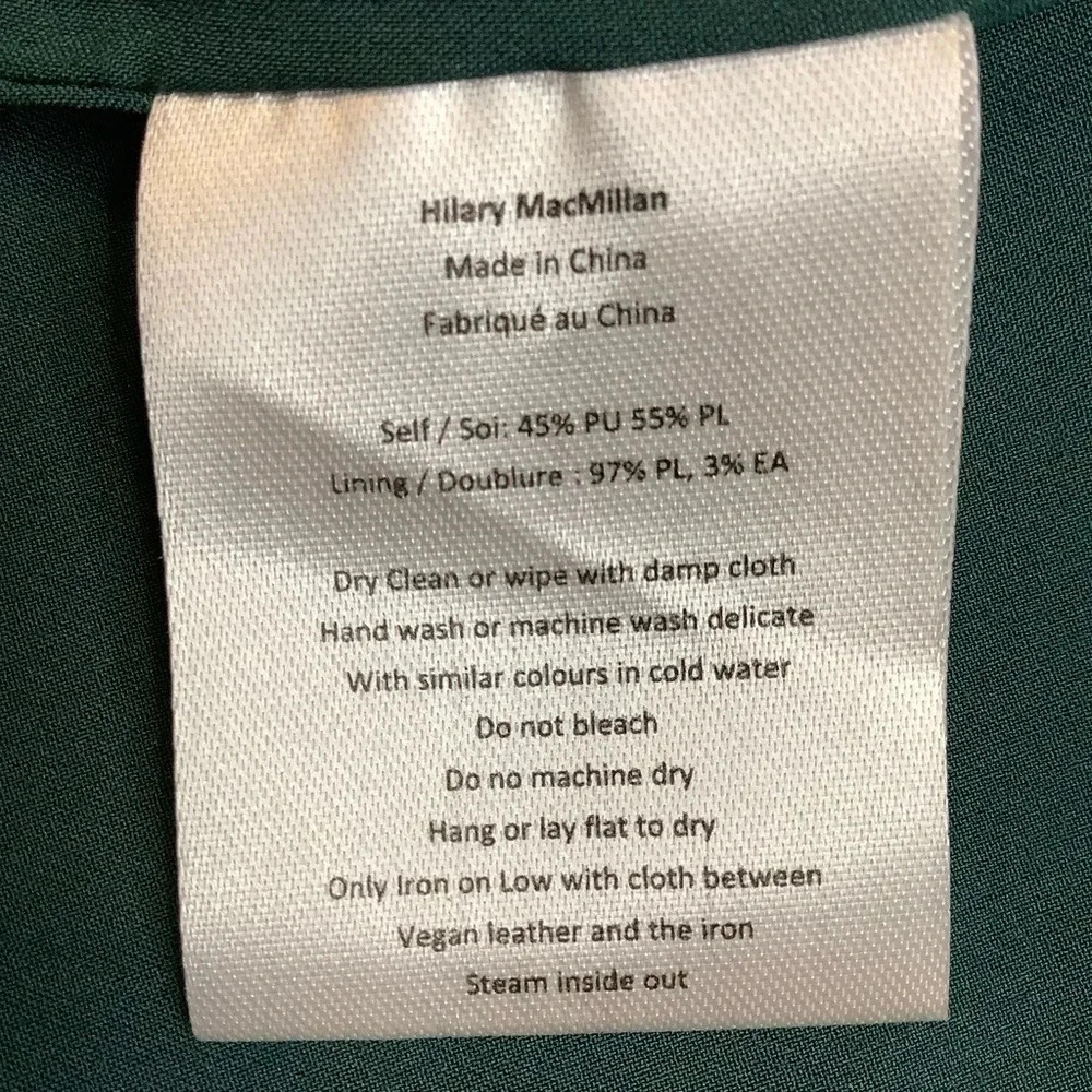 HILARY MACMILLAN Forest Green Vegan Faux Leather Shirt Dress Midi M - Picture 10 of 13